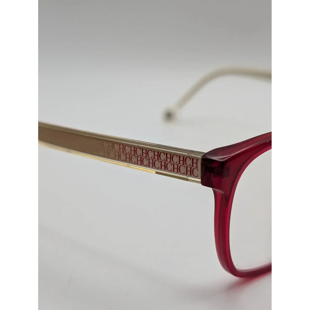 Carolina Herrera VHE676K Eyeglass Frames Red Gold CH Logo 54mm Designer Eyewear